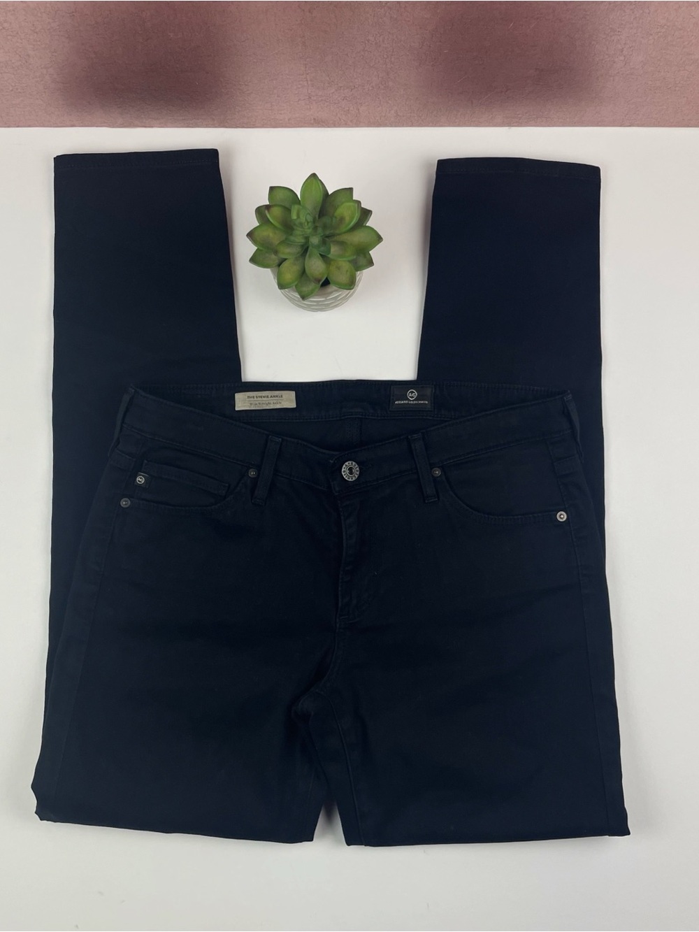 Ag Adriano Goldschmied Black Stevie Ankle Slim Straight Jeans Women Size 28